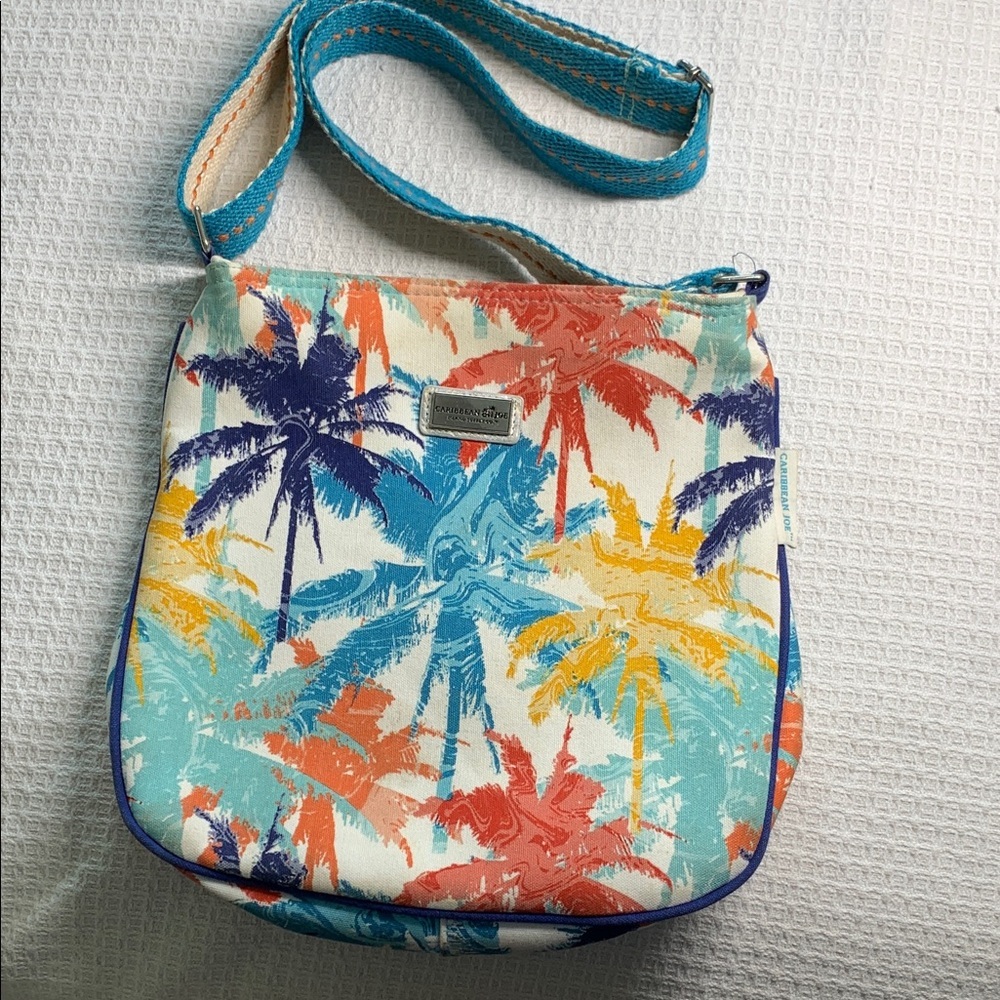 Caribbean Joe canvas colorful palm tree crossbody bag
